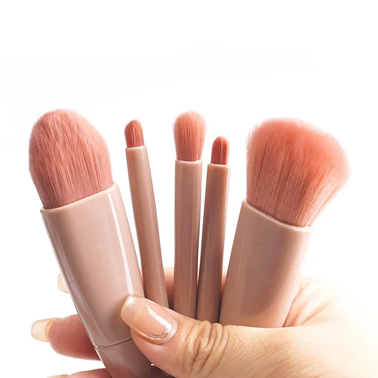 Custom Travel Portable 5pcs Mini Makeup Brushes Tool Set Cosmetic Powder Eye Shadow Foundation Make Up Brush With Box And Mirror