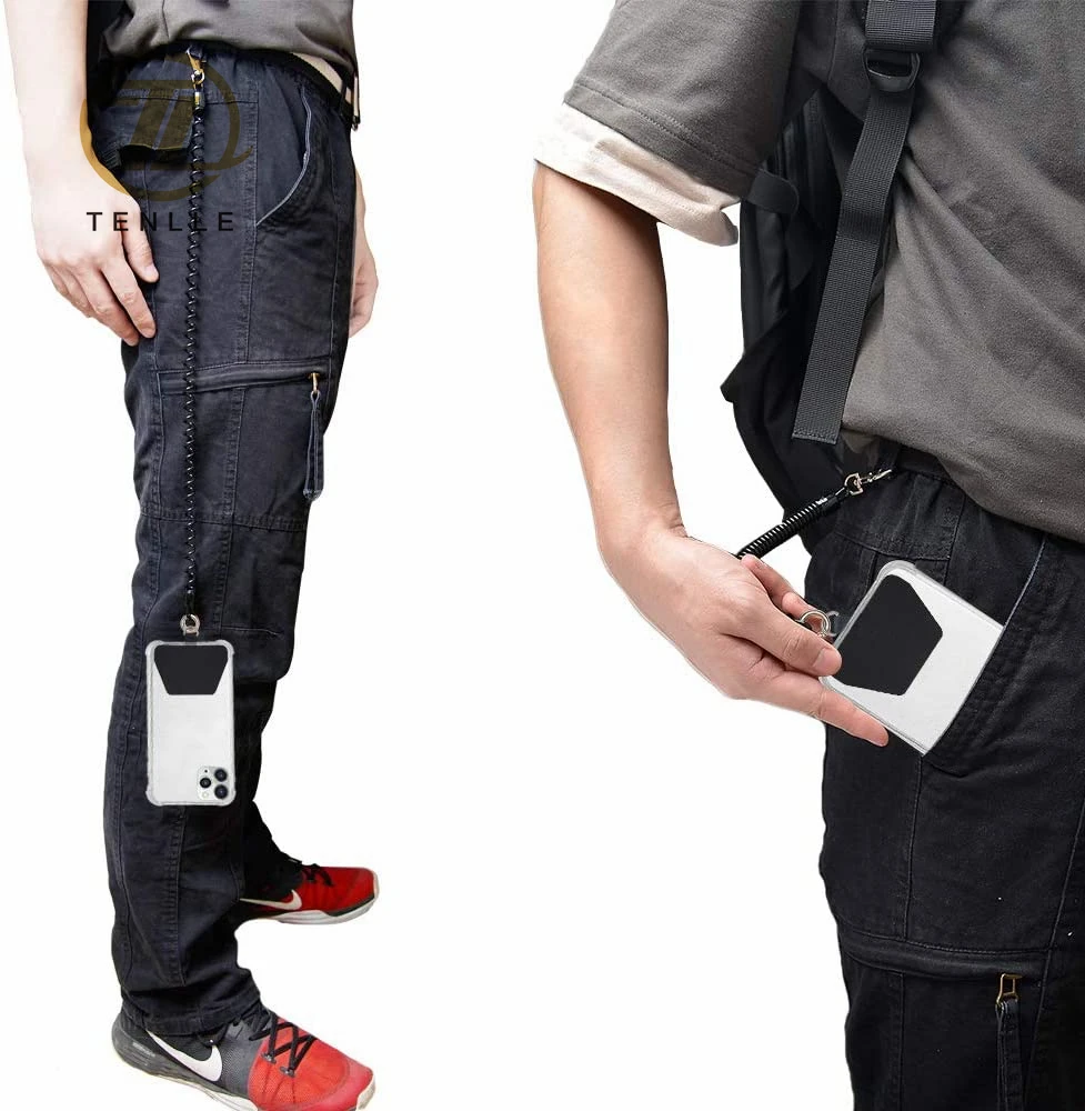 Universal Mobile Phone Lanyard With Connector Tab Anti-lost PVC Elastic Spiral Coil Wrist Lanyard Phone Strap