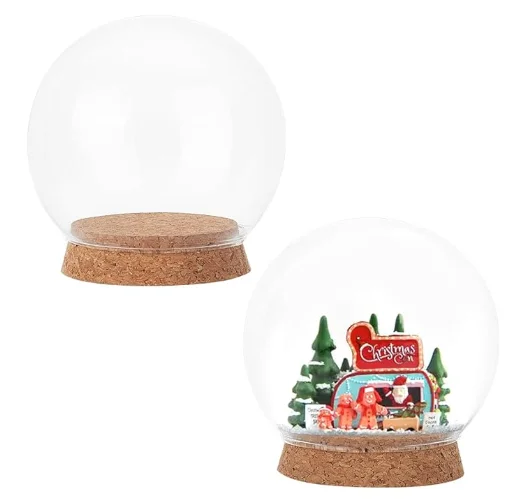 Eternal Transparent Flower Glass Cover Novel Home Decoration Cloche Display Dome with Cork Base Christmas Party Art Glass Cloche