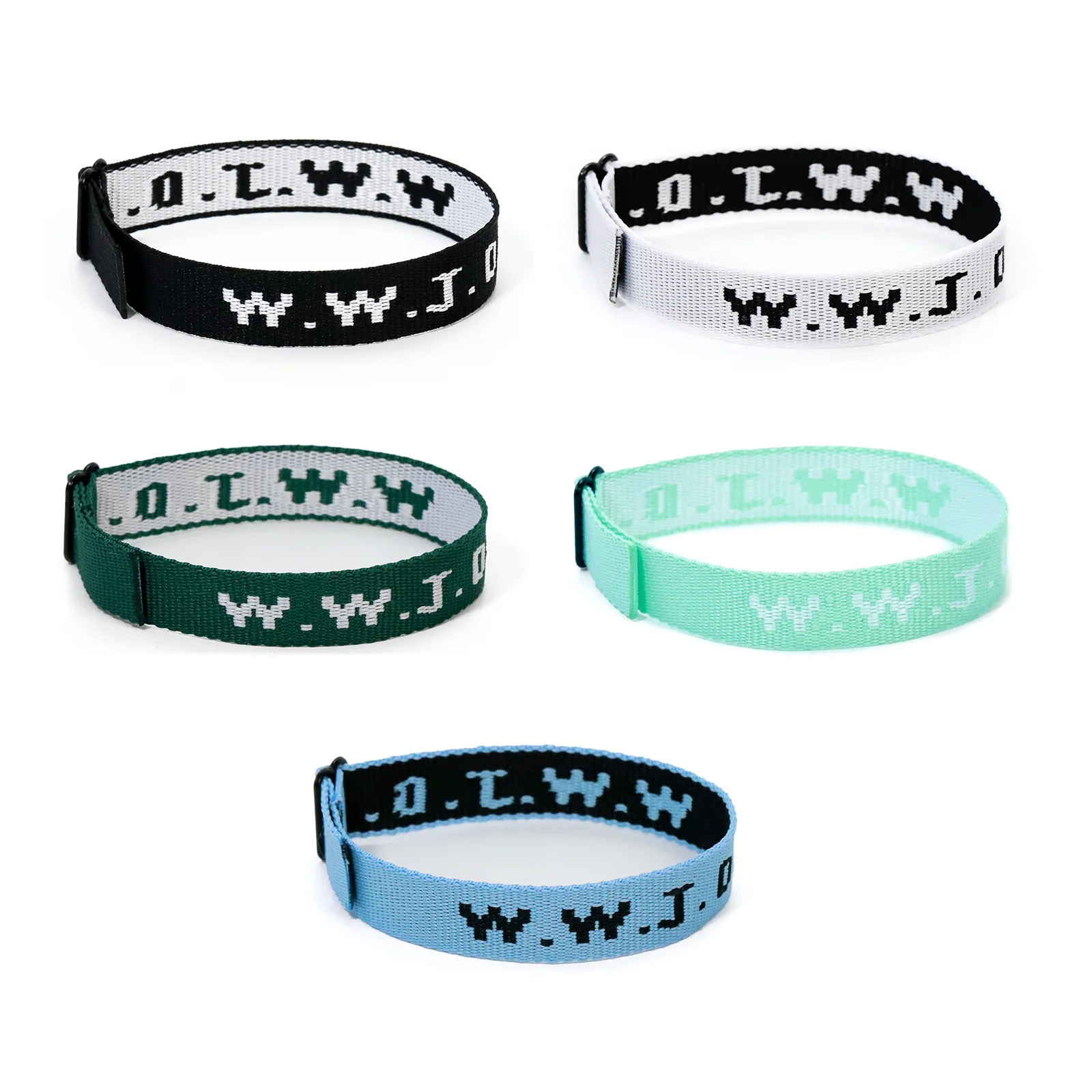 Factory Custom W.W.J.D. Letter Jacquard Print Wrist Band Bracelet Webbed Woven Adjustable Bracelet Gifts for Friendlies