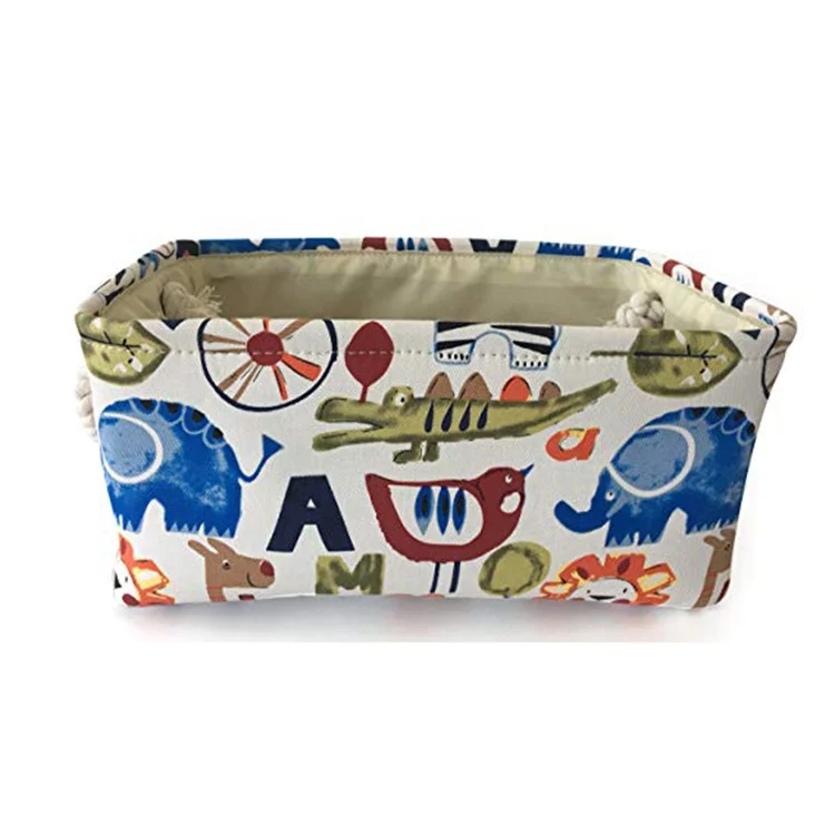 Eco-Friendly Small Wire Storage Box Foldable Cotton Handle Laundry Basket for Multi-Use Household Sundries Packing