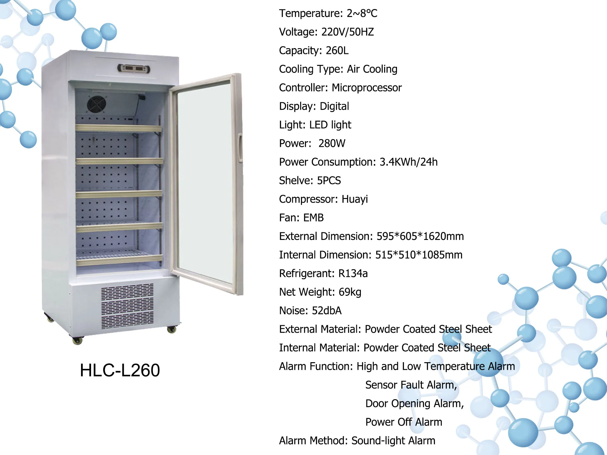 260L  8 -20 Degree  refrigerator equipment medical cryogenic equipment vaccine freezer laboratory