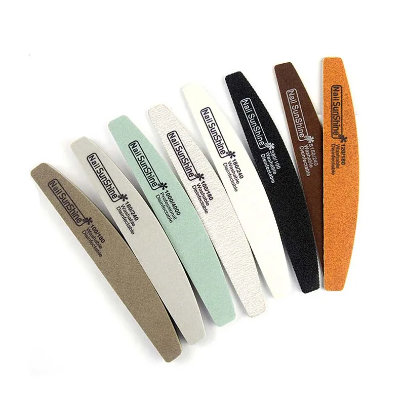 Professional 80/100/150/180/240/1000 Grit Manicure Tools Files Set Nails Sun Shine Half Moon Nail File