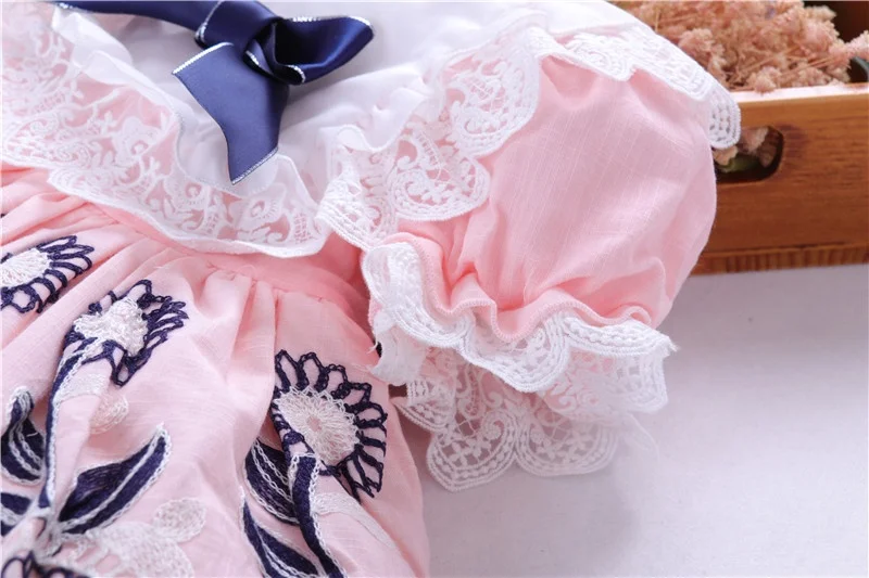 0426106 infant baby dresses for girls clothes spanish floral pink vintage wholesale kids clothing children boutiques