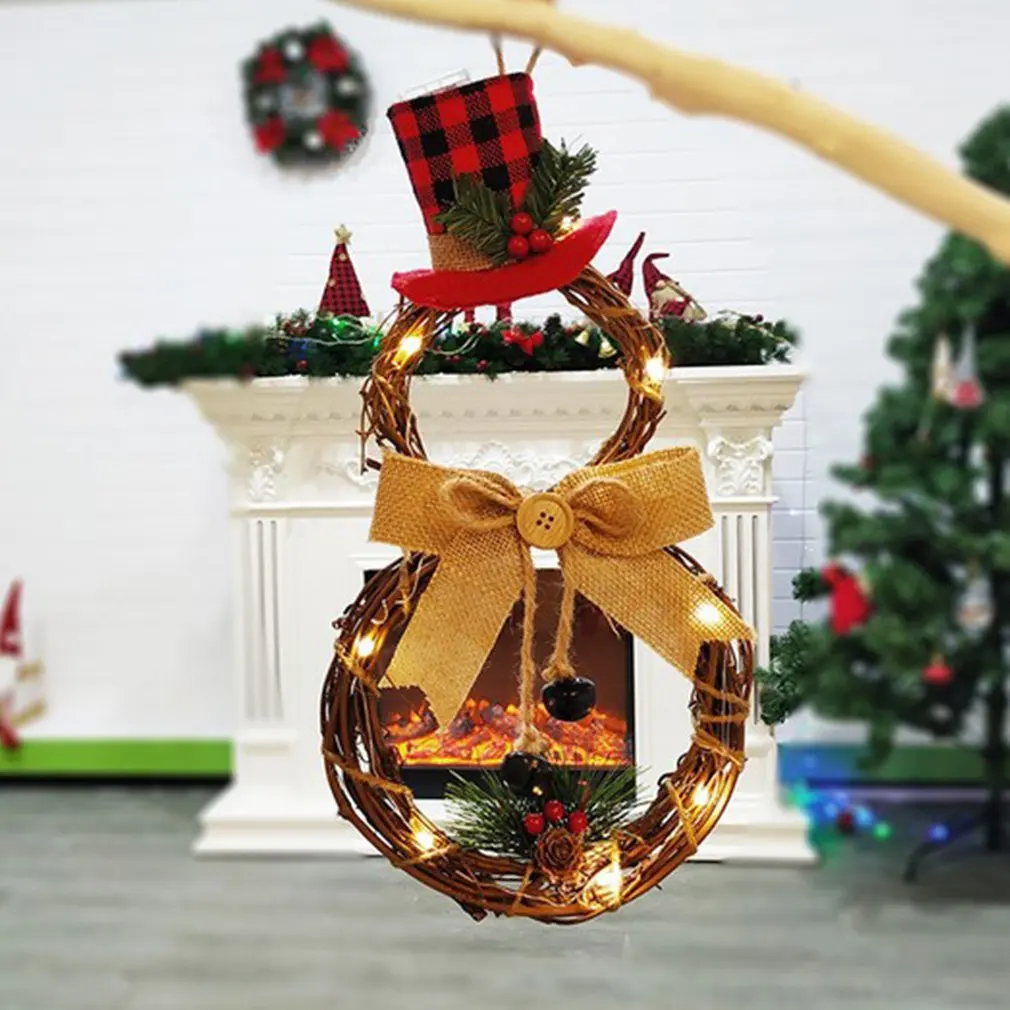 Christmas LED Garland Hanging Decoration Home Rattan Crown Wall Door Home Party Outdoor Shopping Mall Decoration Garland Wreath