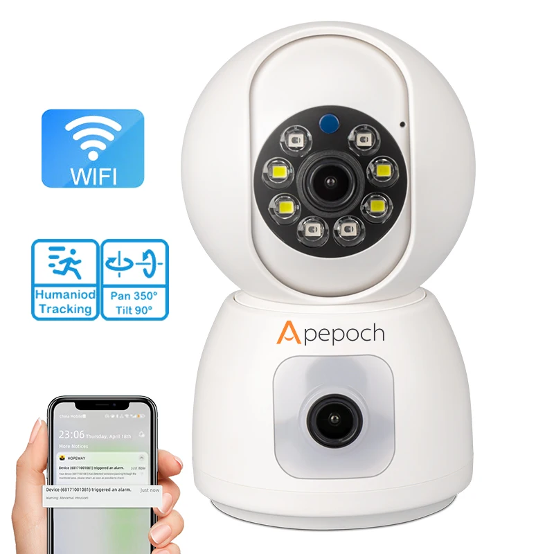 2 lens 4MP small camera Security wifi indoor network Camera baby monitor indoor camera with 2 way audio
