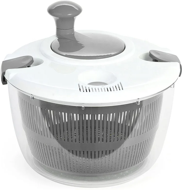 5L Large Premium Salad Bowl Colander Hand Kitchen Manual Fruit Rotator Dryer Salad Spinner With Secure Lid Lock Rotary