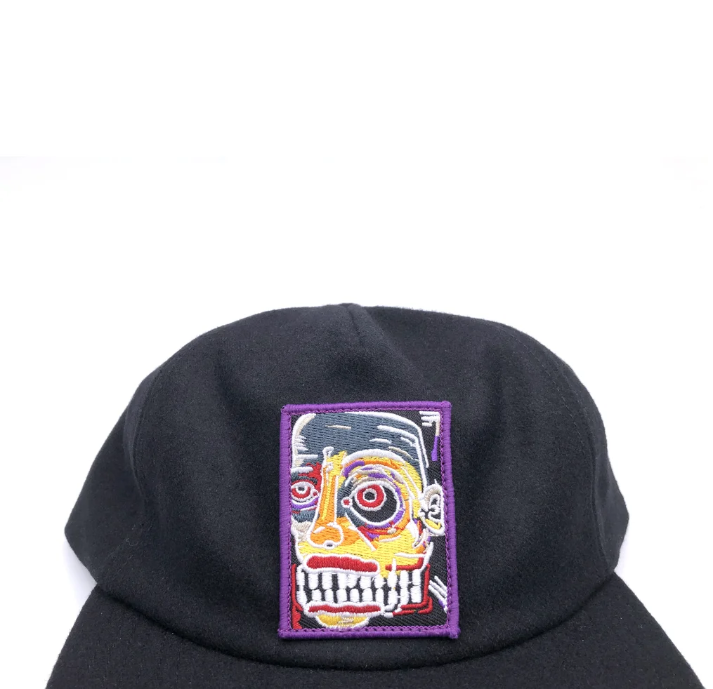 flat bill unstructured 5 panel wool snapback hat with embroidery patch