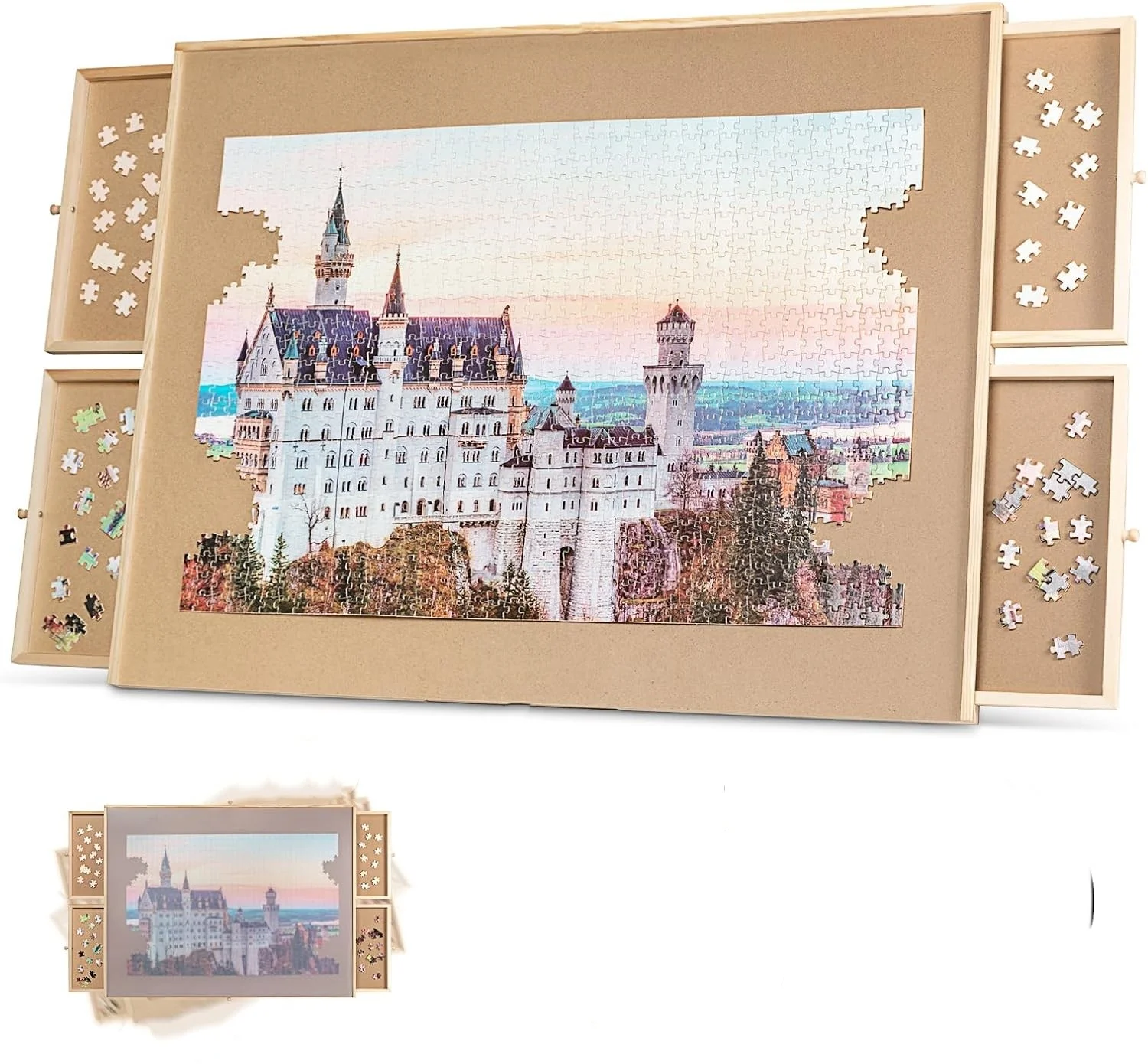 1500 поворотный стол-головоломка с ящиками и крышкой, портативный деревянный стол-головоломка для взрослых, портативные доски-головоломки