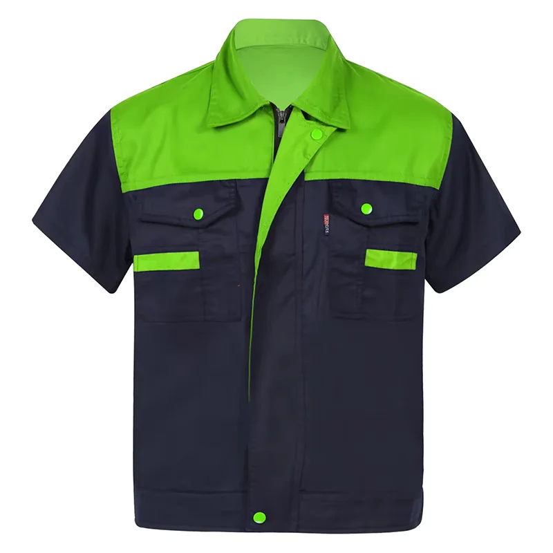 Custom Short Sleeve Lightweight Work Clothes Factory Plumber Mechanic Auto Repairmen Workwear Uniform Poly-cotton Work Shirt