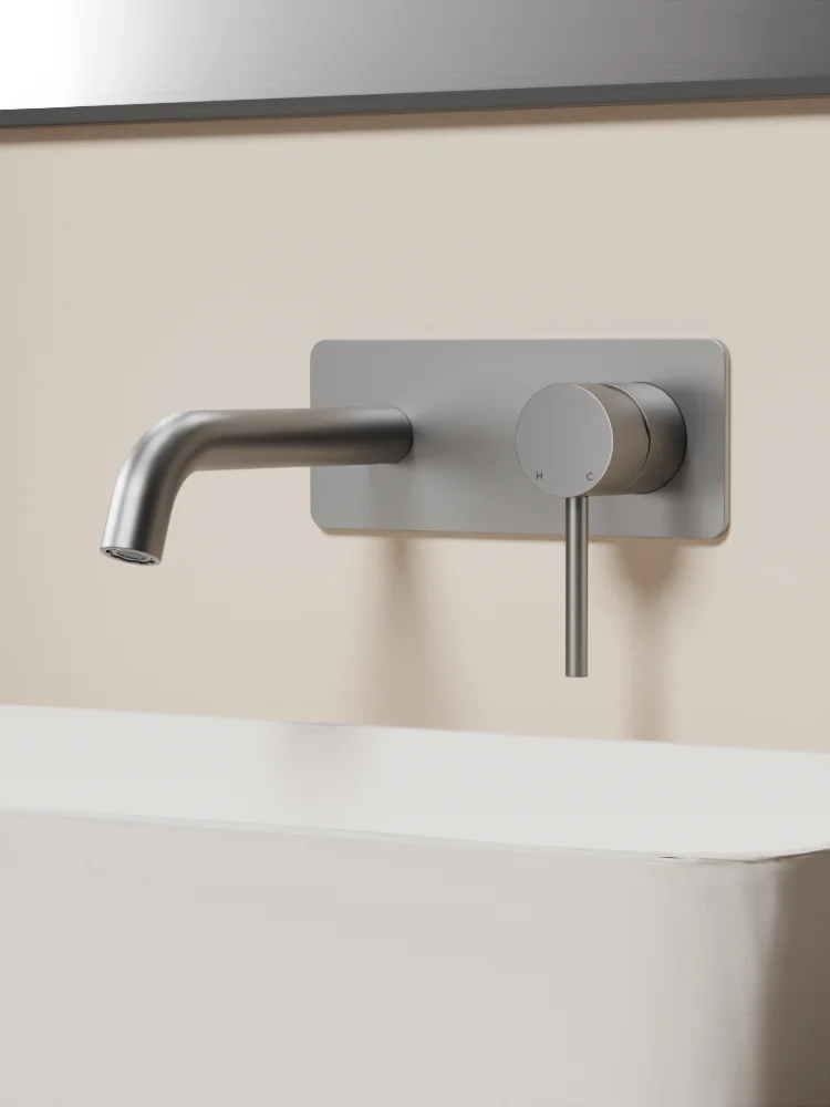 Modern 2-Hole Wall Mounted Bathroom Faucet Hot and Cold Water Mixer for Basin for Apartment Use or Wash Basin Faucet