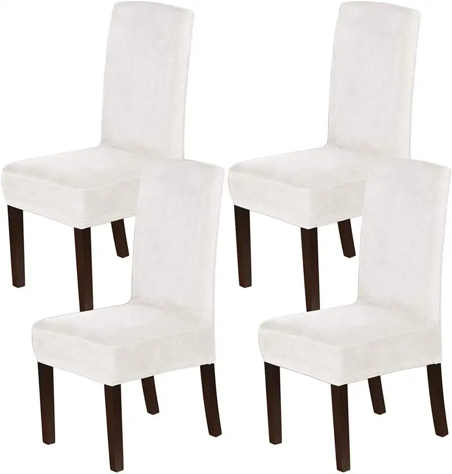 4 Pieces Velvet Fabric Cheap Chair Covers Universal Size Stretch Chair Covers Seat Case Slipcovers For Dining Room
