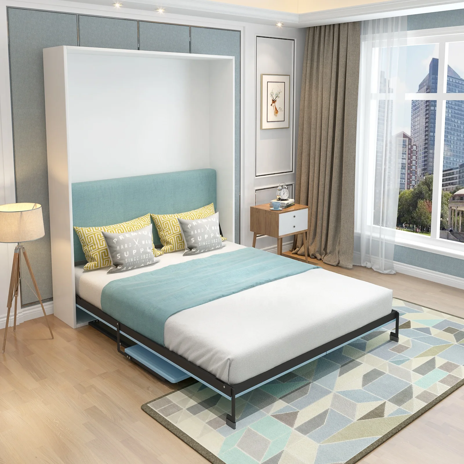 Hot Sales Modern Vertical Tilting Hidden Folding Murphy Wall Bed With a Table