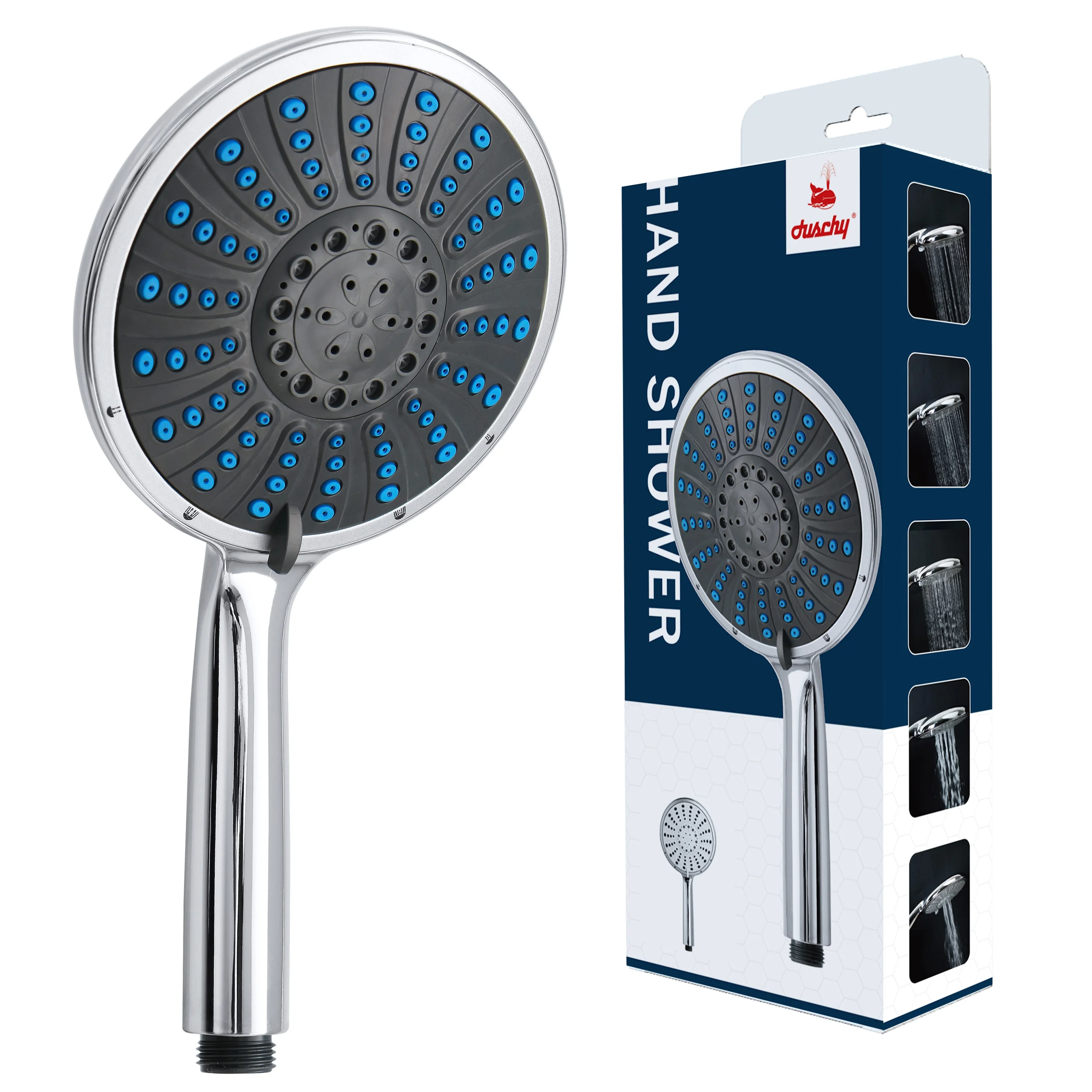 Popular 150mm Hand Shower Head Screw-In Abs Plastic Water-Saving Handheld Turbo Shower Head 5 Function Shower Head