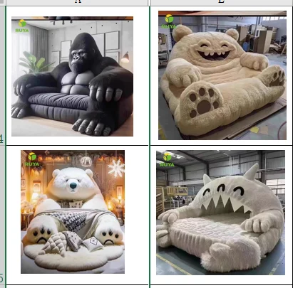 Factory  fairy tale style design realism and comfort Giant Fuzzy Animal Shaped Rocking Chairs sofas with armrest
