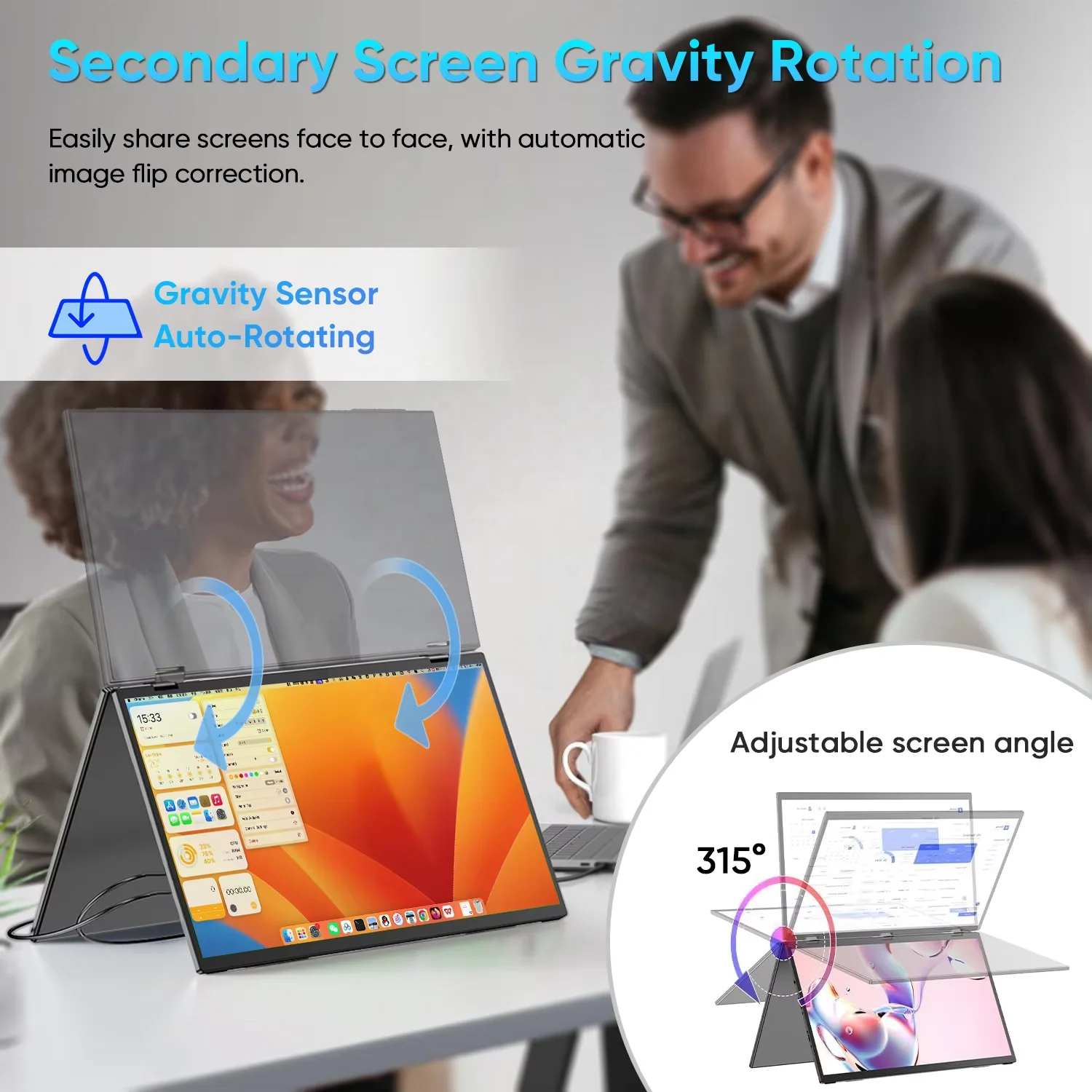 No Driver Installation Needed Hot triple portable monitor dual gaming laptop usb monitor Foldable extender for Wins Mac laptop