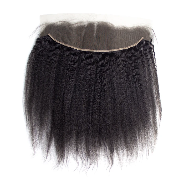 Raw Indian Kinky Straight Hair Closure Bundle , Perm Kinky Straight BrazilIan Human Hair Yaki Lace Closure