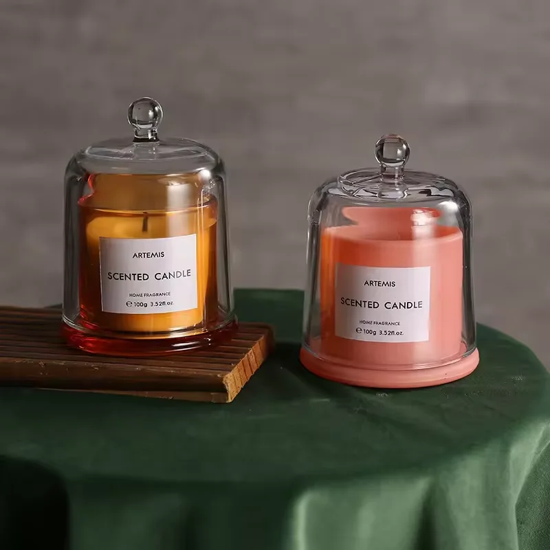 Golden Bell Luxury Glass Dome Cover Orange Scented Candle White Label