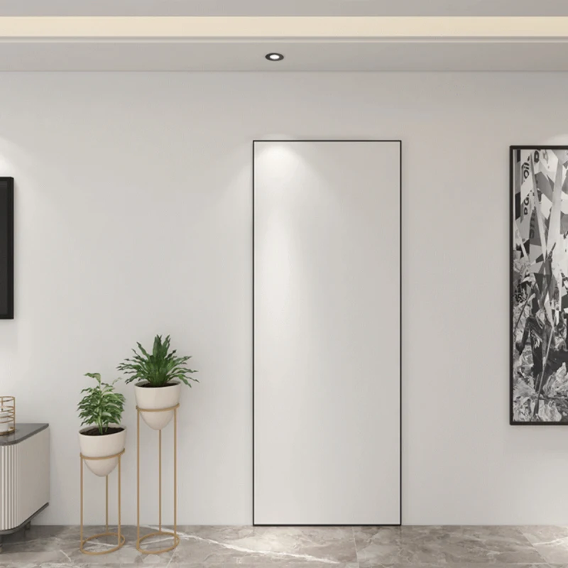 Wish 2024 New Interior Hinged Solid Wood Door Melamine Bedroom Frameless Hidden Invisible Set Wooden