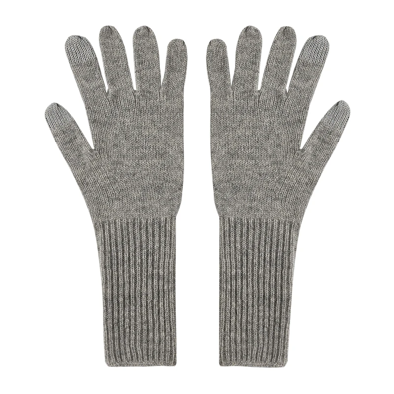 High Quality Cashmere Gloves Unisex 100% Cashmere Knitted Gloves Pure Color Soft Comfortable With Ribbed Cuffed