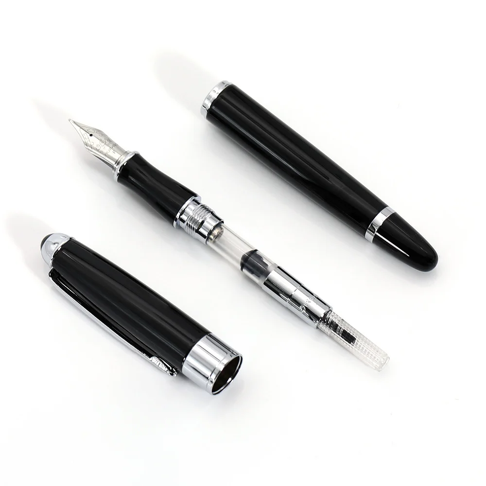 Direct factory offer pens with  Customized logo  Case Luxury Black Link Metal Fountain Pen