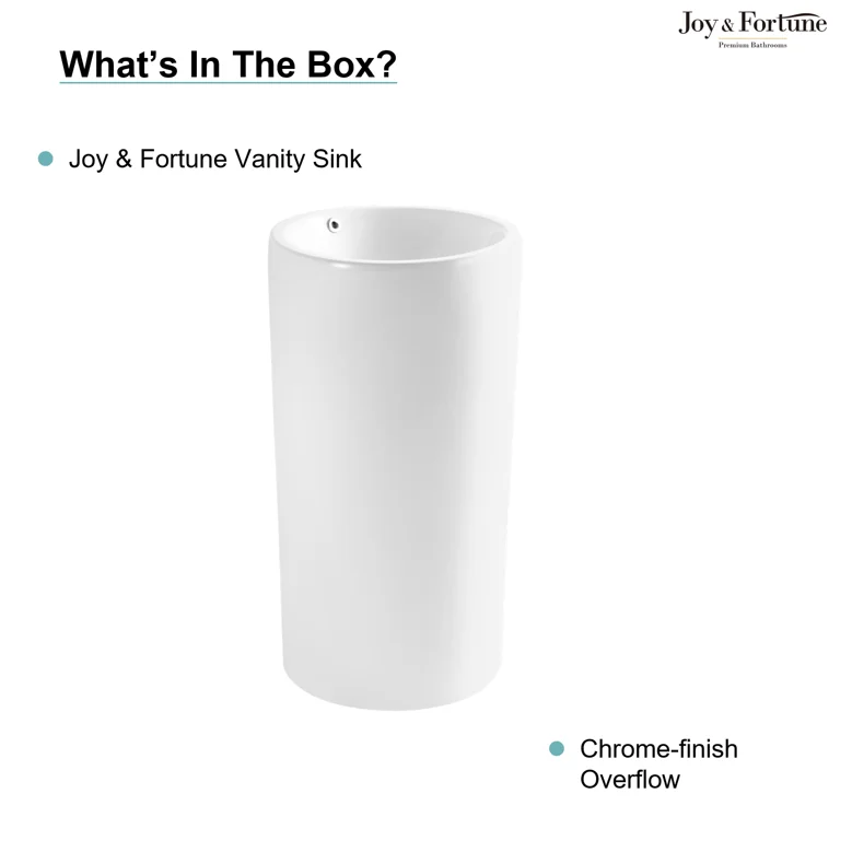 Joynfortune Chaozhou Large Capacity Ceramic Modern Contemporary Style Cylindrical Floor Standing Columned Basins Bathroom Sink