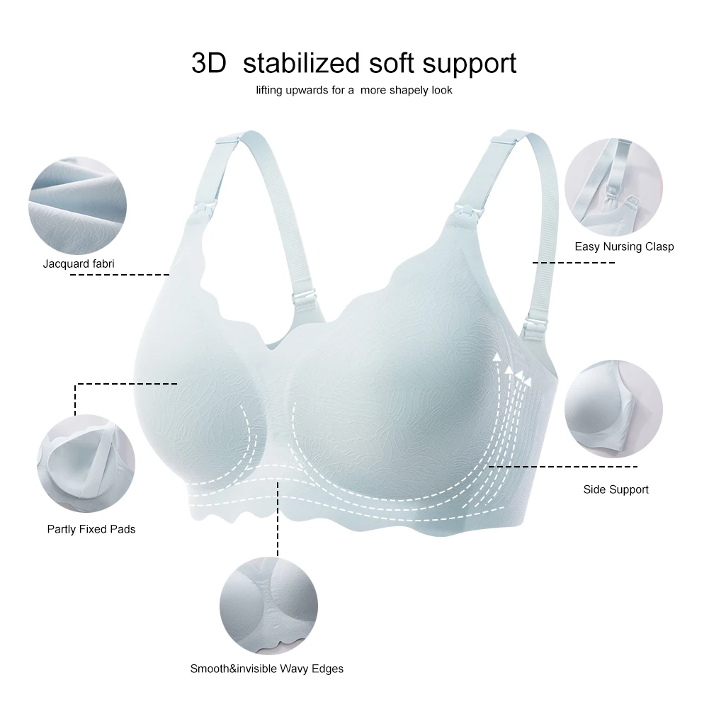 European Plus Size Maternity Care Breastfeeding Women Bra Anti-Pilling Lingerie Stretch Seamless Breathable Adults Underwear Bra