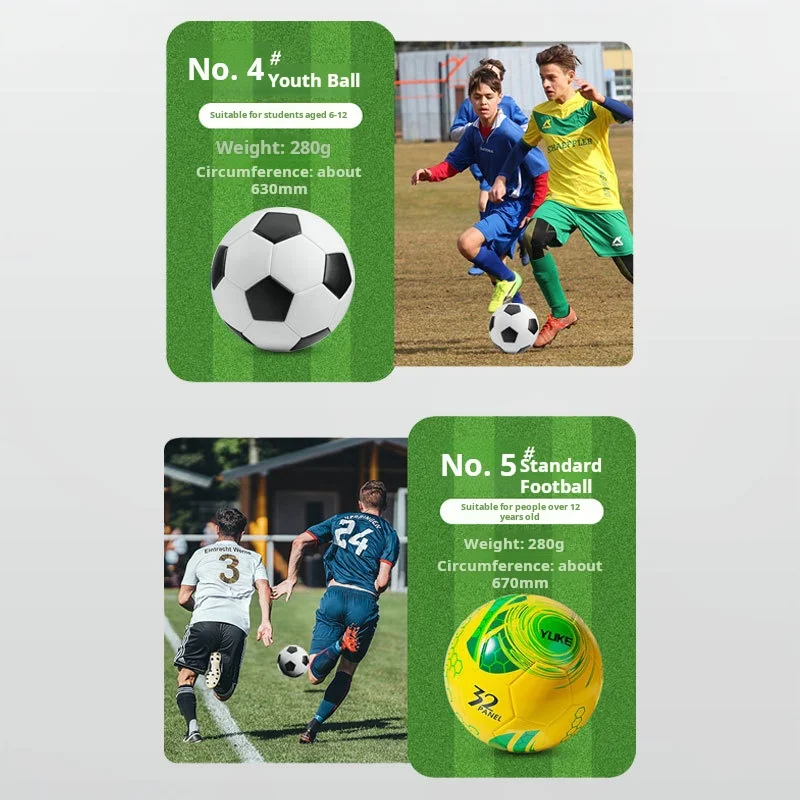 No. 5 High School Entrance Training Competition Soccer Ball PVC Rubber Leather Size 4 Adult Primary/Secondary Students Wholesale