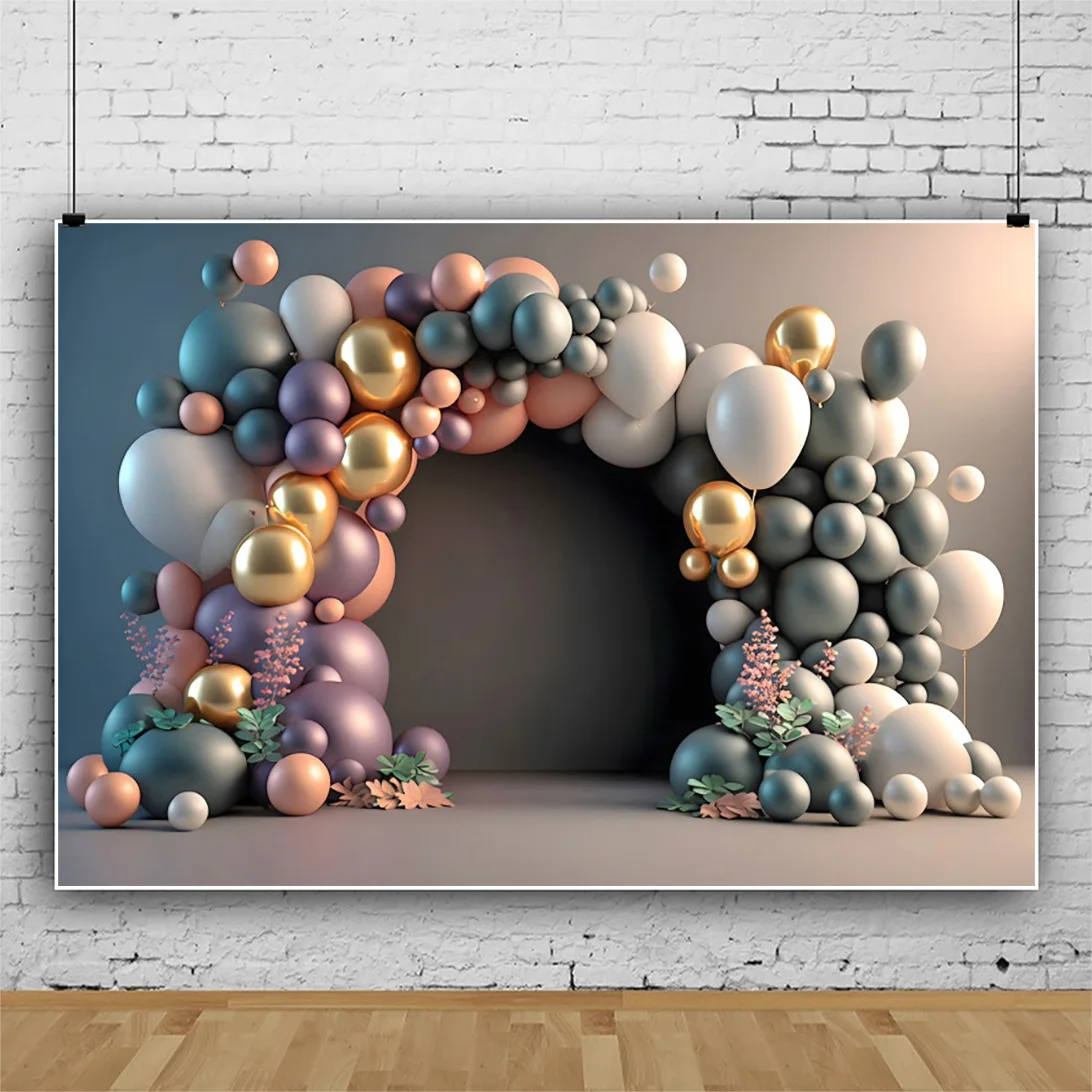 3D-фон для фотосъемки с разноцветными шарами декорация детского дня рождения семейной фотостудии фотореалистичная ткань