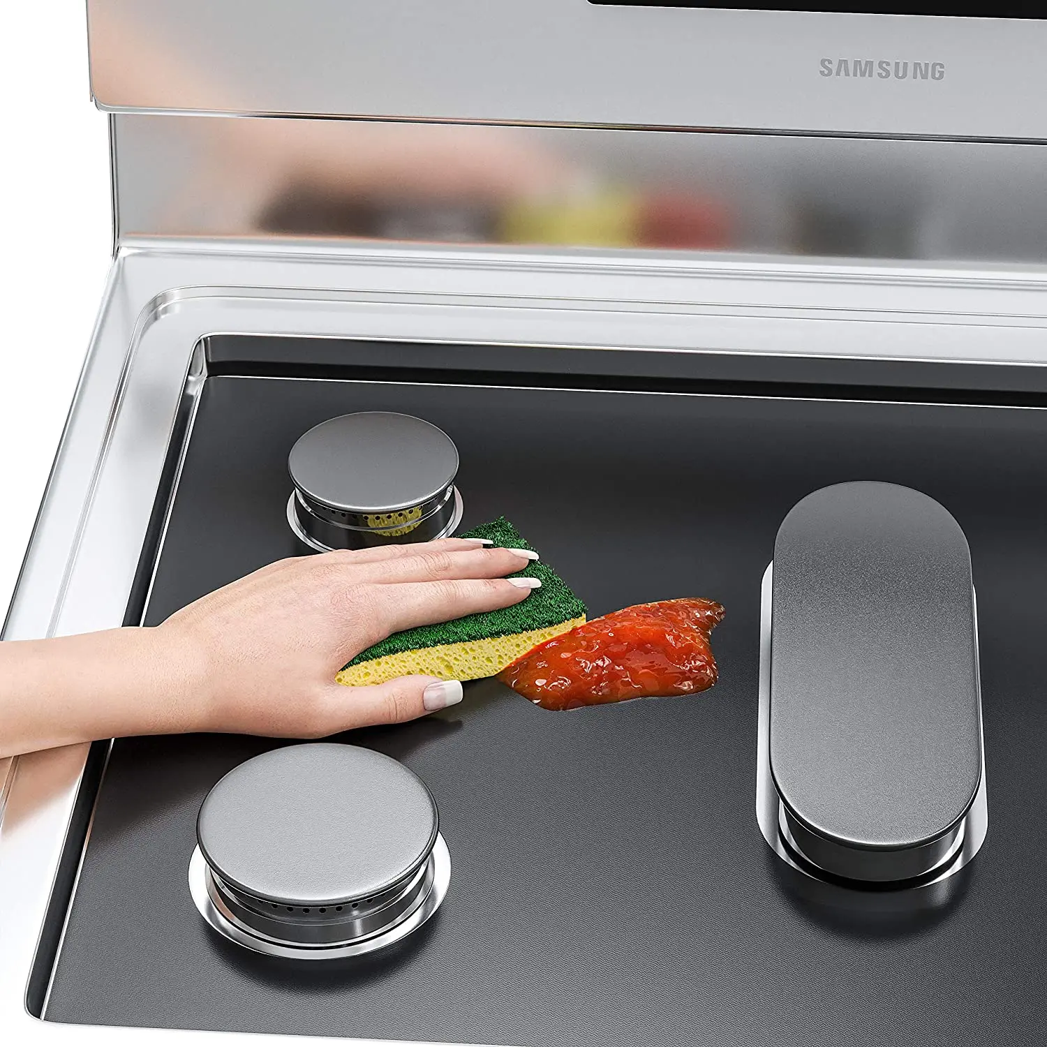 2024 hot new style Customized 5-burner ptfe stovetop protector62*41.5cm black gas stove cover burner protector liner