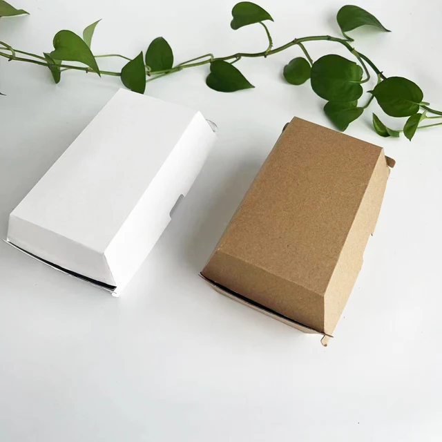 Biodegradable F Flute Burger Box Tray Plain Virgin Kraft Strong Corrugated Snack Box regular family Dinner Box