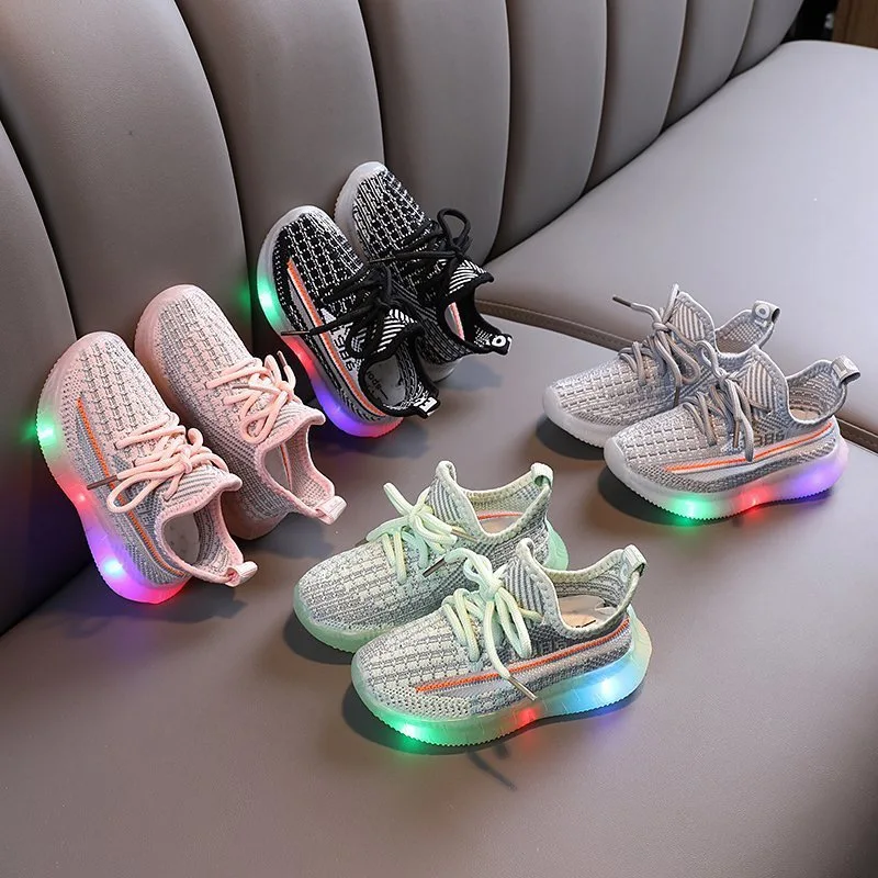 
Autumn Spring New Style Girls Kids Led Light Shoes Wholesale Cheap Casual Sports Little Boys Children Glowing Shoes 