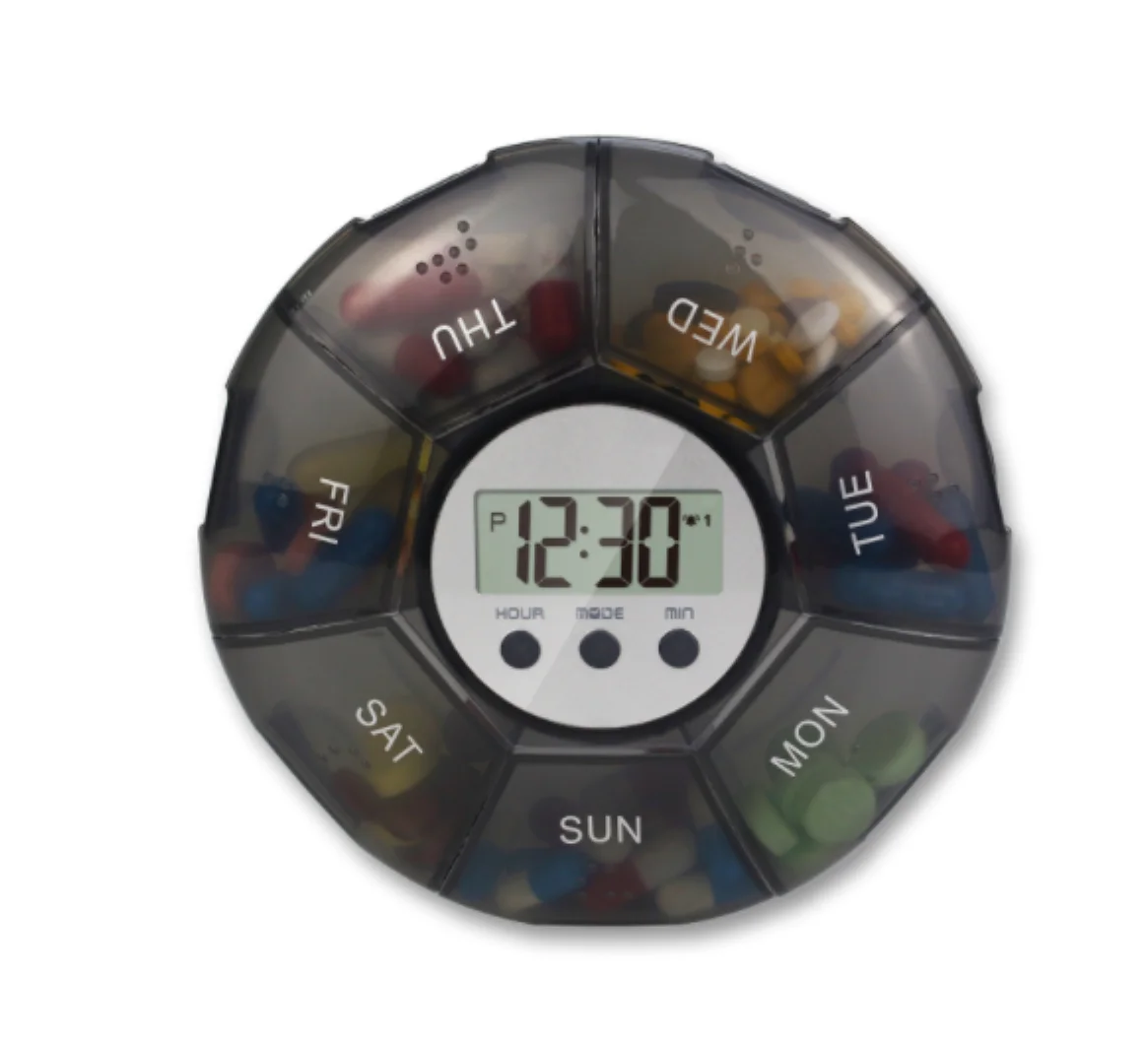 High Quality Smart Digital Plastic 7 Day Pill Box Timer Alarm Pill Box Timer