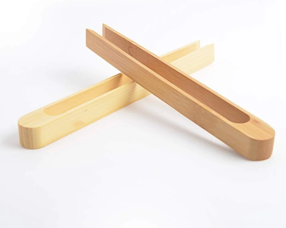Eco Friendly Bamboo Toast Tongs Custom Wood Toaster Tongs with Anti Slip Design and Cooking Oil Coating for Cooking