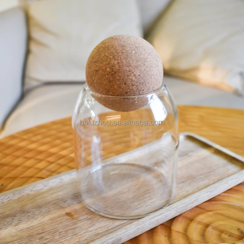 500ml home fragrance glasses empty scented wax vessels clear wood cork ball lids logo custom borosilicate glass bottle
