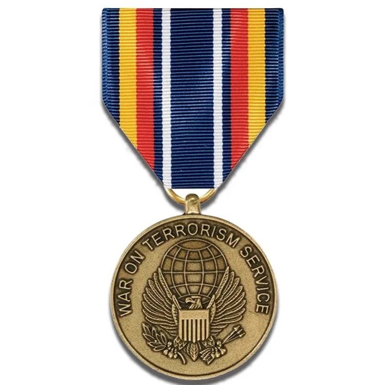 Custom Antiqued Gold metal embossed Iron Cross Medal security badge With Box