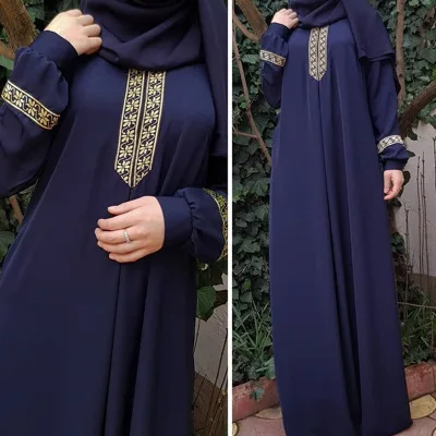 CMX240 Printed Muslim Long Casual Sleeve Dress Plus Size Abaya Jilbab Maxi Dress Muslim Dresses And Abaya