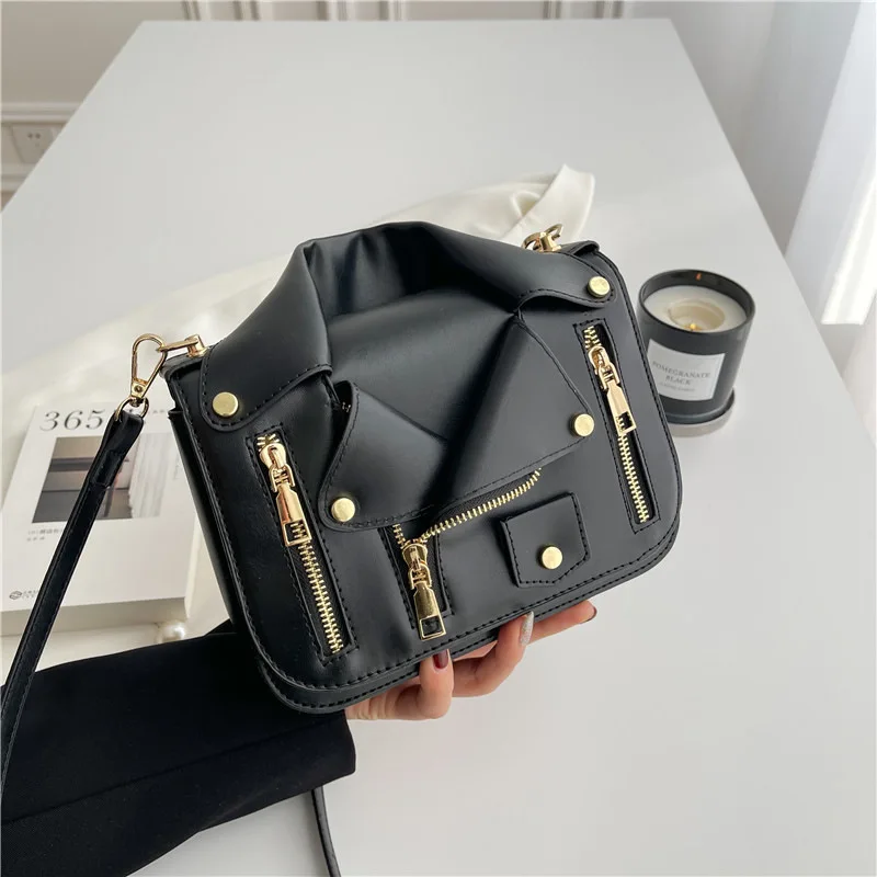Most Sold Product Personality Metal Logo Clothes Removable Pu Leather Strap Handle Sling Messenger Crossbody Shoulder Bag