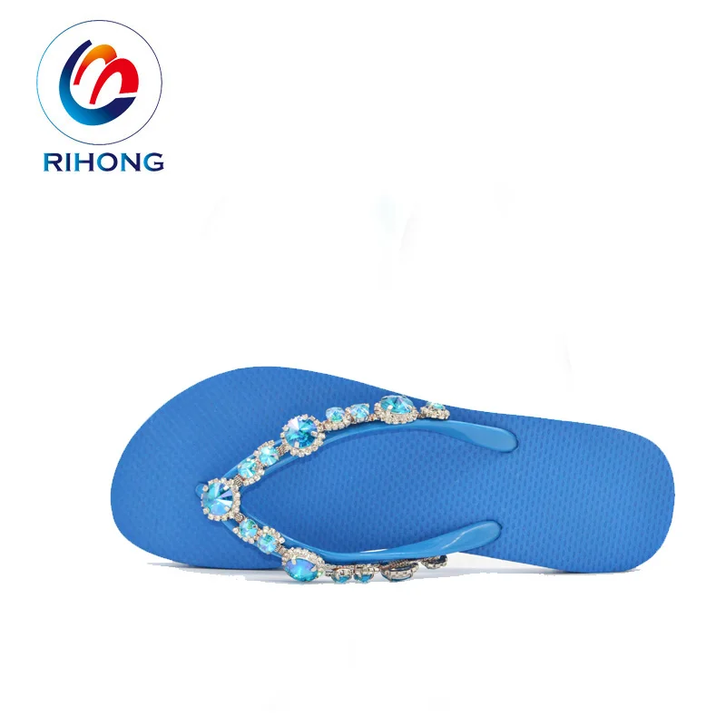 2024 new custom logo diamond thong eva flip flops summer beach slippers for women