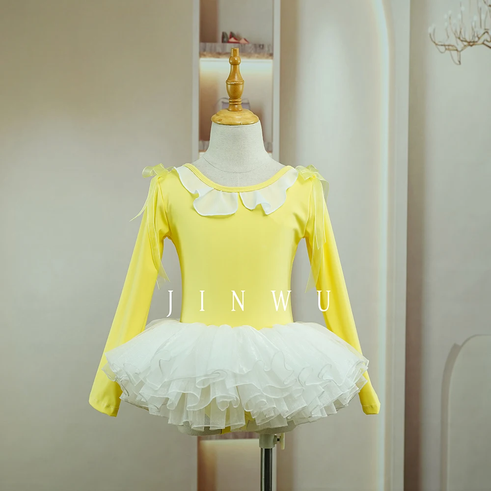 Hot sales popular new arrivals yellow cute nylon girls dance leotards ballet trainingwear manufacturer