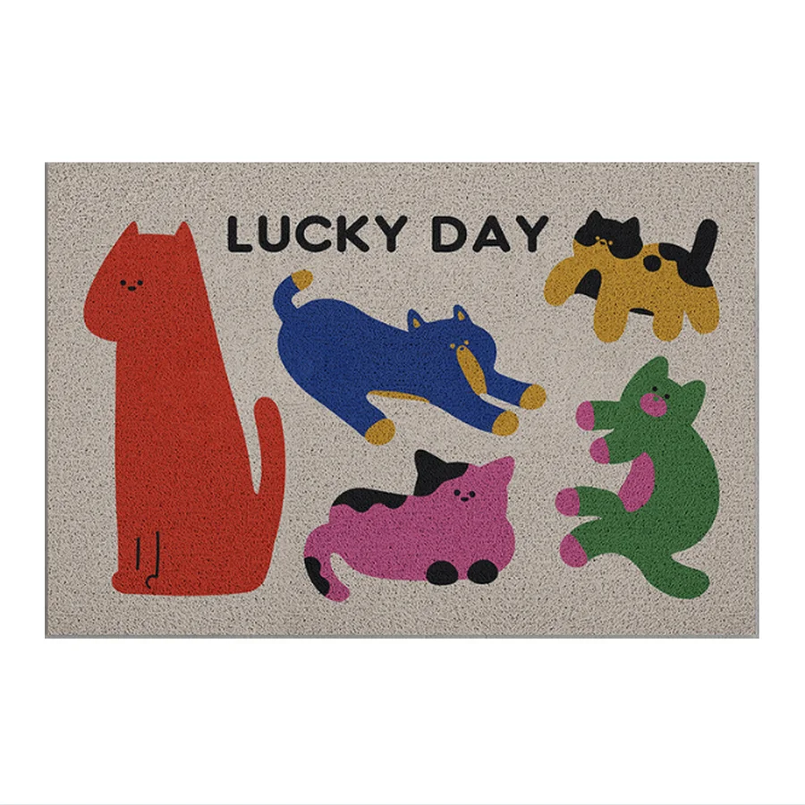 TIKTOK Shopee Hot Selling INS Wind Cartoon PVC Wire Circle Entrance Guard Wear resistant,  Dustproof, Easy to Maintain Floor Mat