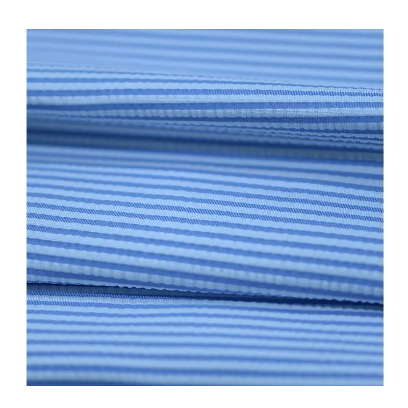 
38 nylon 56 polyester 6 spandex blue white striped ribbed rib fabric for t-shirt 