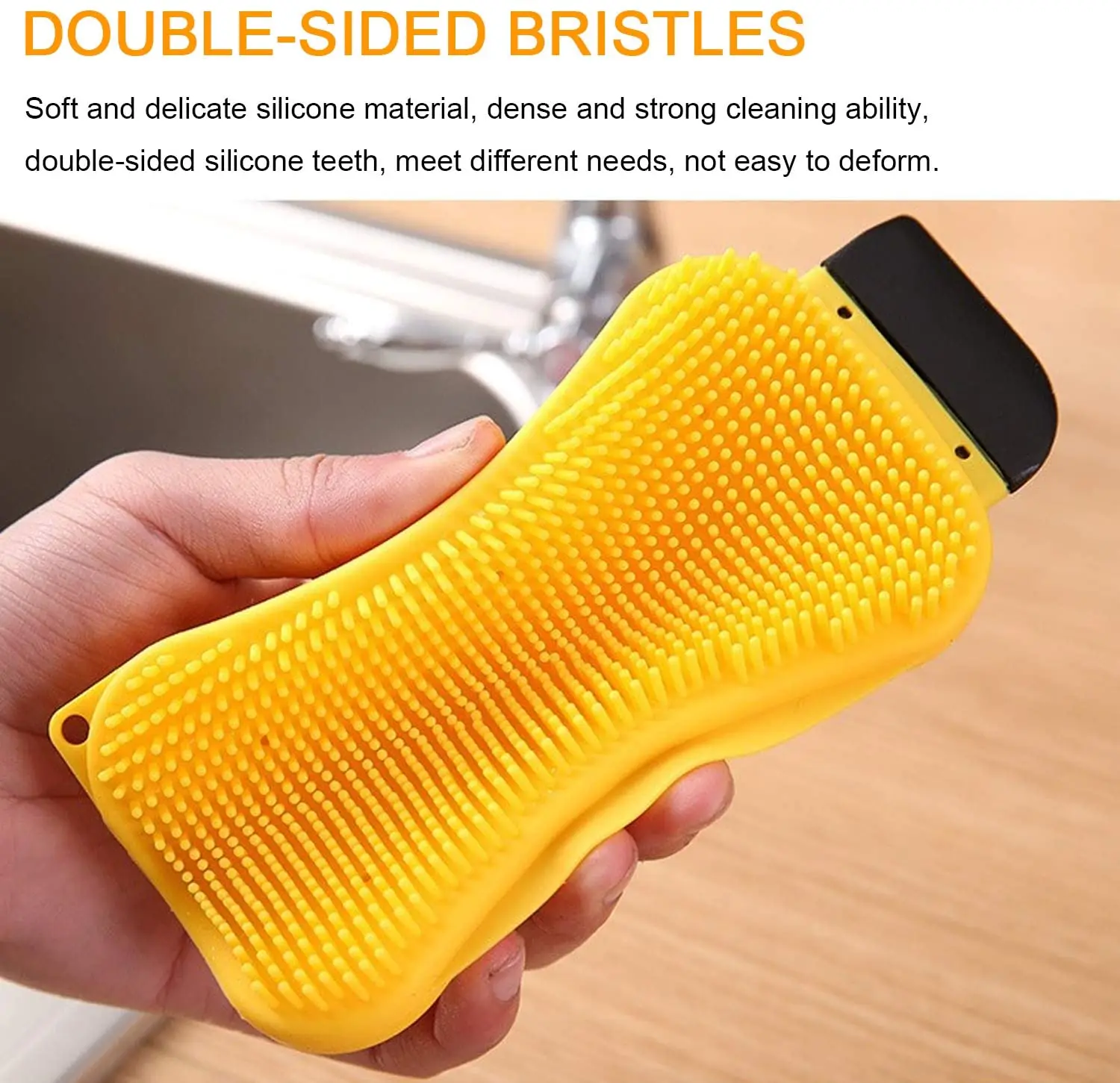 Multi-Functional Silicone Sponge, 3 in 1 Silicone Brush Scrubber Scraper Cleaning Brush for Kitchen and Bathroom Cleaning