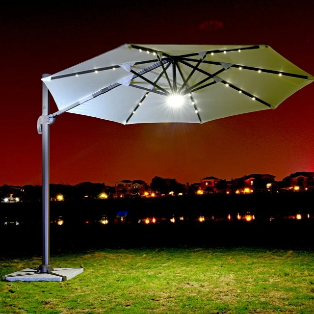 Solar umbrella with LED light in 2020 new style Roman umbrella
