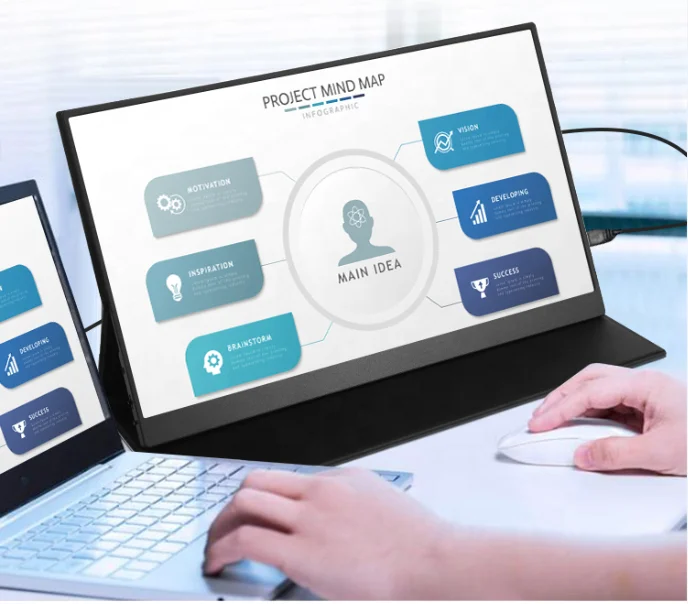 Aluminum alloy 1080P 60hz 45%NTSC 15.6 Inch Dual LCD Display Laptop Screen Extender For Laptop Mobile Phone Portable Monitor