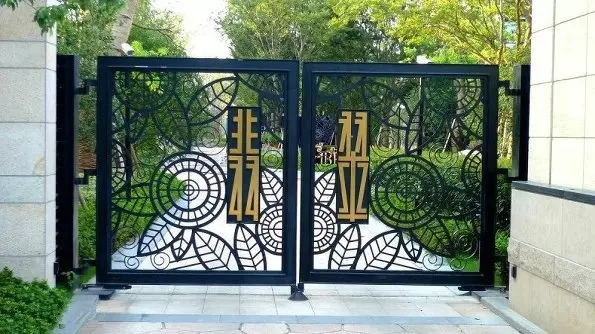 Folding aluminum single exterior price villa entrance house main gate door designs electric high quality wrought iron gate