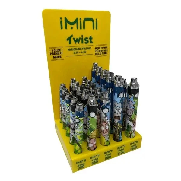 
Imini Twist 650/ 900/ 1100/ 1300mah Slim Battery Kit Preheat CBD Variable Voltage 510 Twist Battery With Display Package 