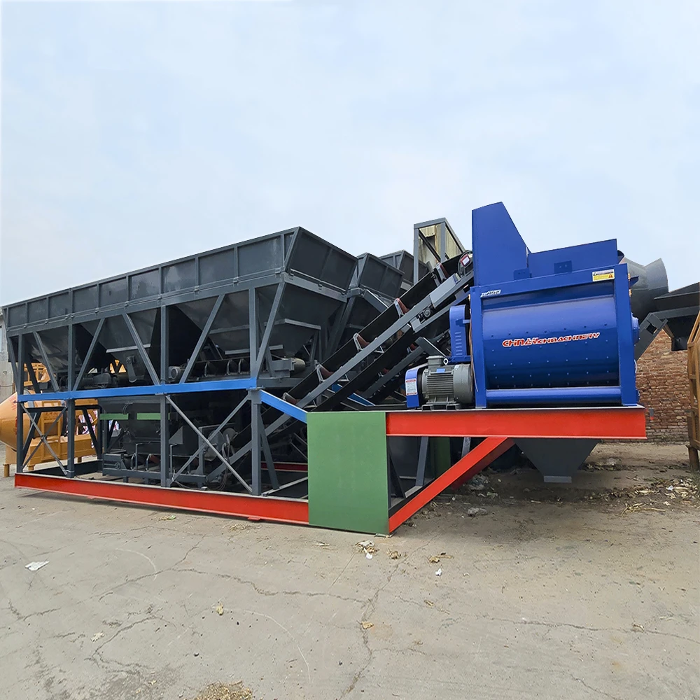 Two Aggregate Hopper 60 M3/h Mixing Plant Mobile Concrete Batching Plant HZS60 Ready Electric