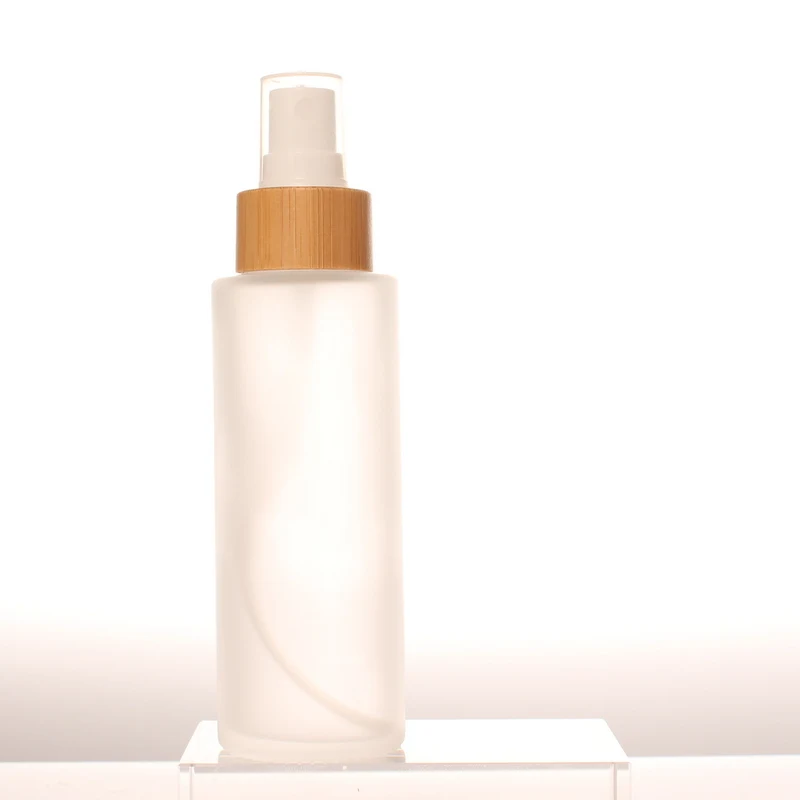 100ml Bamboo Collar Ring Frost Glass Spray Bottle Fine Mist Spray for Facial Skincare