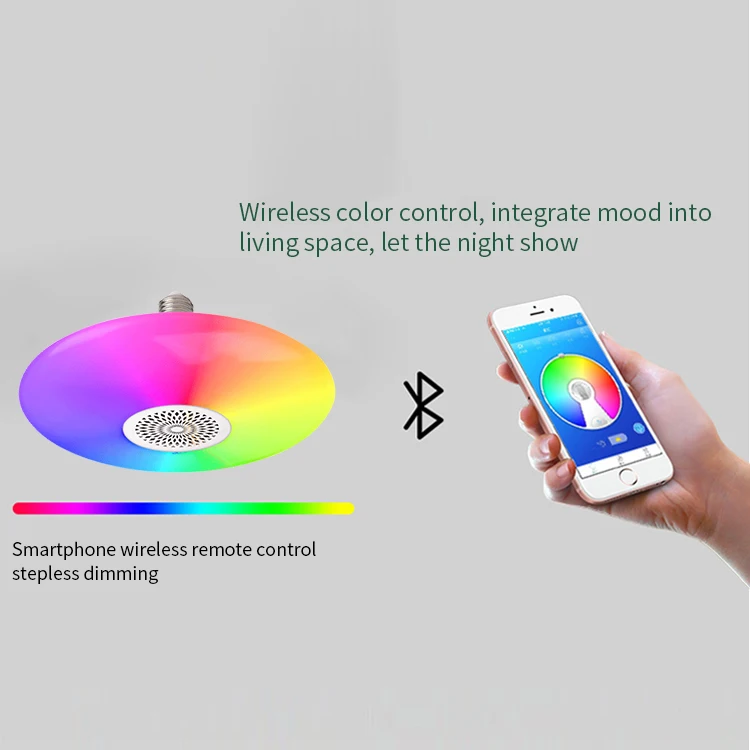 Smart Music Rgb Lamp Fixture With Blue tooth Speaker Modern Dimmable Round Remote Control Led Ceiling Light